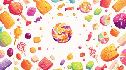 Candies circle background with lollipops pinwheels