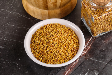 Mustard dry seeds in the bowl