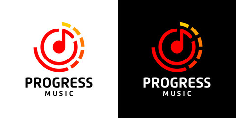 Circle progress logo design template with note music logo design graphic vector. Symbol, icon, creative.