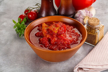Hungarian lecho with bell pepper
