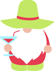 Funny summer gnome. Beach gnome vector.
