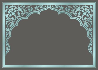 traditional wedding card design, paisley floral pattern , royal India	