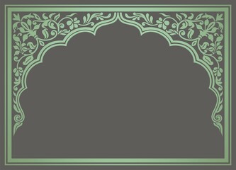 traditional wedding card design, paisley floral pattern , royal India	