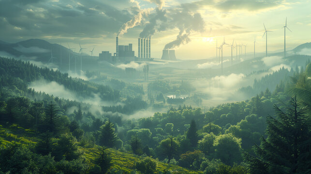 Transition from traditional nuclear facility with a coal power station energy sources to renewable natural energy.  