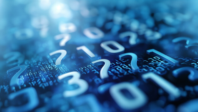 Close-up of Blue Digital Data and Code
