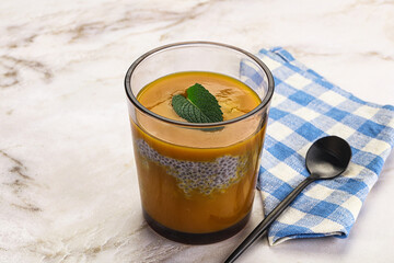 Sweet dessert - mango with chia