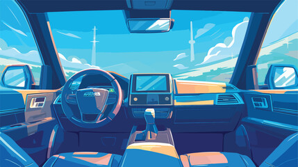 Car auto salon interior vector illustration. Cartoo