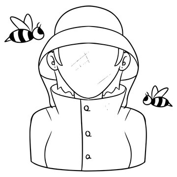 recommend clip art: faceless woman beekeeper illustration hand drawn outline vector	