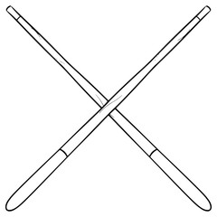 pool cue illustration hand drawn outline vector