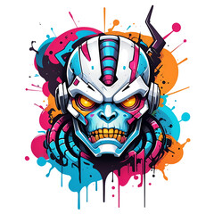 cyborg graffiti monster abstract art for t-shirt