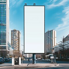 Obraz premium Urban Advertising Space: Blank Billboard on Building