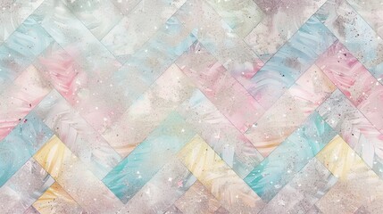 Soft Pastel Herringbone Background with Whimsical Glitter