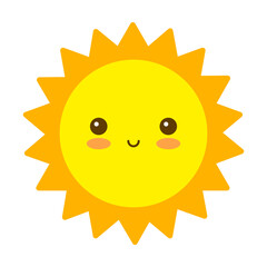 Cartoon cute sun with smiling face svg cut file. Isolated vector illustration.