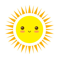 Cartoon cute sun with smiling face svg cut file. Isolated vector illustration.
