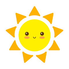 Cartoon cute sun with smiling face svg cut file. Isolated vector illustration.