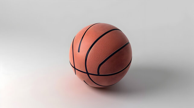 This is a photo of a basketball The basketball is sitting on a solid color background and has black seams. 