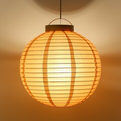 Japanese paper lantern, soft diffuse light, isolated on white, emphasizing cultural decor