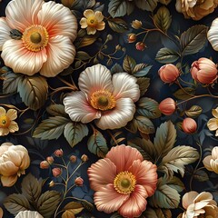 Tranquil Sophistication in a Vintage Botanical Seamless Pattern