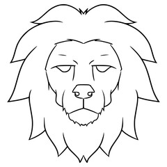 lion head icon illustration hand drawn outline vector