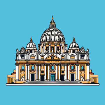 st peter's basilica building on blue background clip art preview