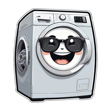recommend clip art: clipart vector isolation, funny washing machine mascot with glasses