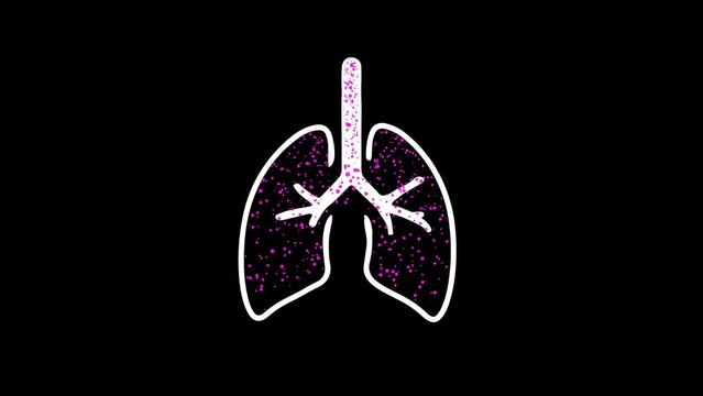 PM 2.5 nano particles entering the respiratory system, air pollution concept, 4k animation