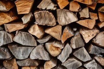 Organic Elegance: Background of Natural Wood Heap Firewood Stack