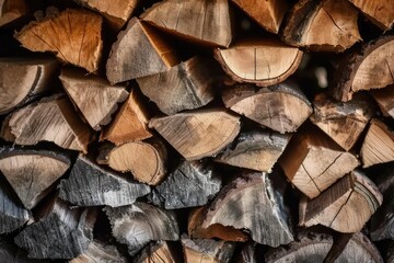 Nature's Bounty: Heap Firewood Stack Background, Showcasing Raw Wood Beauty