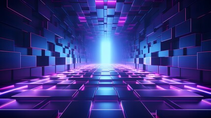 
3d rendering of purple and blue abstract geometric background. Scene for advertising, technology,...