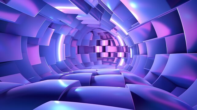 
3d rendering of purple and blue abstract geometric background. Scene for advertising, technology, showcase, banner, game, sport, cosmetic, business, metaverse. Sci-Fi Illustration. Product display