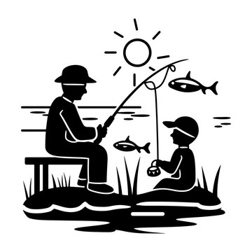 recommend clip art: Father and Son Fishing