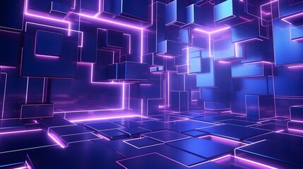 
3d rendering of purple and blue abstract geometric background. Scene for advertising, technology, showcase, banner, game, sport, cosmetic, business, metaverse. Sci-Fi Illustration. Product display