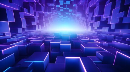 
3d rendering of purple and blue abstract geometric background. Scene for advertising, technology, showcase, banner, game, sport, cosmetic, business, metaverse. Sci-Fi Illustration. Product display