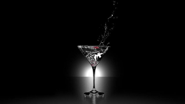 Cherry fell into a glass of water - amazing animation