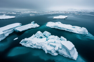 melting ice and iceberg in polar regions, climate change and crisis, emergency, global warming of the earth, greenhouse gases