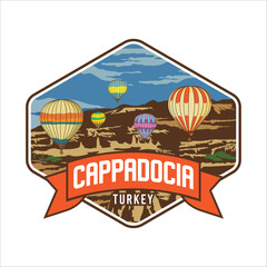 Cappadocia Turkey vintage patch design style vector illustration perfect for t shirt design