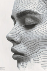 human with cloud close-up face woman
