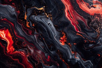 Black shiny matte with gold and red marble background


