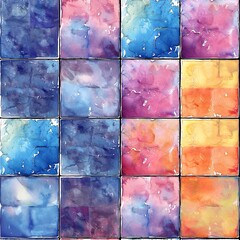 Seamless watercolor sunrise tiles, focusing on the gradient transition from night to day in a stylized manner.  Seamless Pattern, Fabric Pattern, Tumbler Wrap, Mug Wrap.