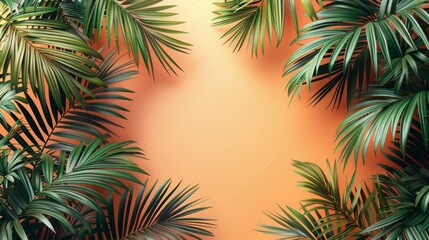 Fototapeta na wymiar This is a rose gold summer tropical palm leaves cover design template modern set. This is a social media stories and post creative modern set.