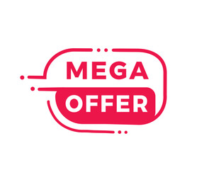 Mega offer badge icon modern style. Banner design for business, advertising. Vector label.
