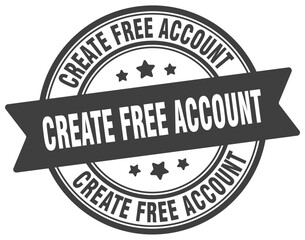 create free account stamp. create free account label on transparent background. round sign