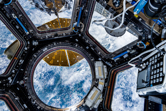 Seascape from the cupola of the International Space Station. Digital enhancement of a NASA image