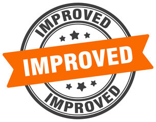 improved stamp. improved label on transparent background. round sign