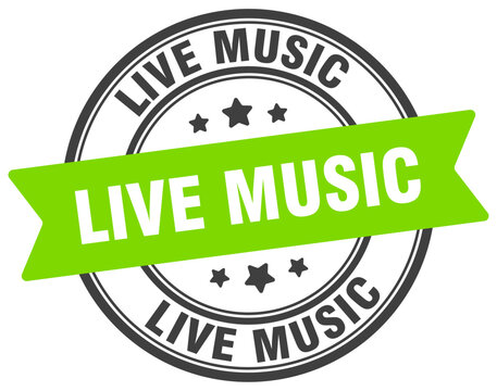 live music stamp. live music label on transparent background. round sign
