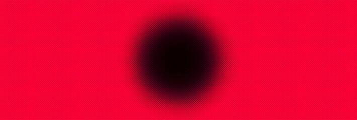 Obraz premium Czerwono - czarny półton, halftone z czarną, rozmytą kulą. Złudzenie optyczne. Bezszwowe tło, Baner, miejsce na tekst.