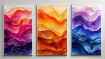 Colorful gradient liquid cover template. Set of modern poster with vibrant graphic color, hologram, star element, circle shapes. Futuristic design for brochure, flyer, wallpaper, banner.