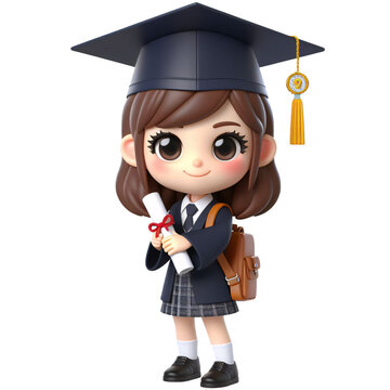 Cute Academic Student Cartoon on Transparent Background