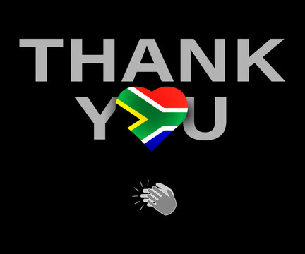 Thank You South Africa Thank you message with South Africa flag heart. 3D Render
