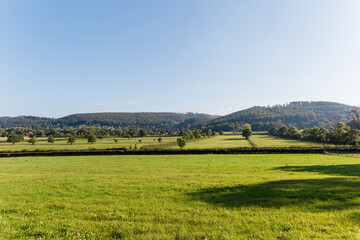 Fototapeta na wymiar landscape with fields and hills